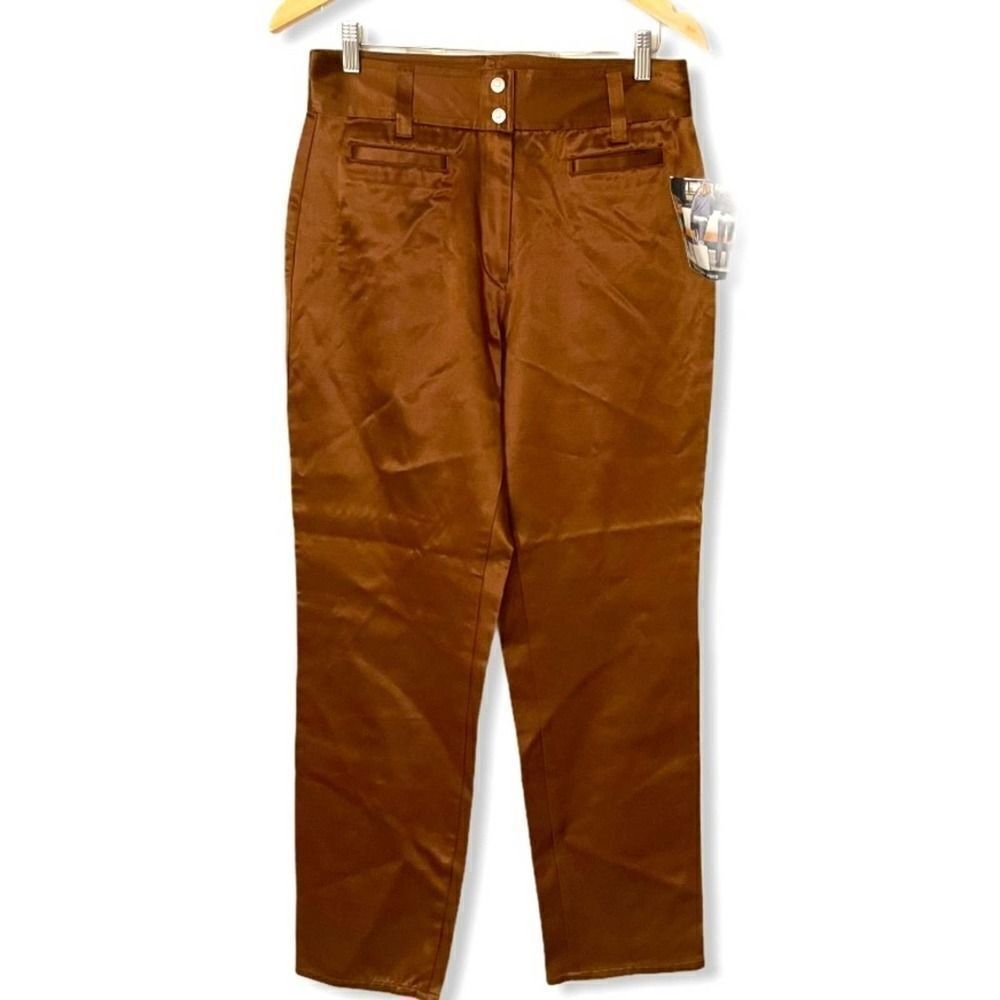Deadstock Vintage Juniors Express Sexy Satin Brown High Rise Jeans Sz 9